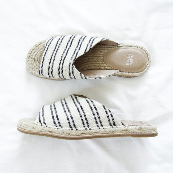 Eileen Fisher Shoes - EILEEN FISCHER Milly Espadrille Slide Sandals Woven Open Toe Natural Canvas